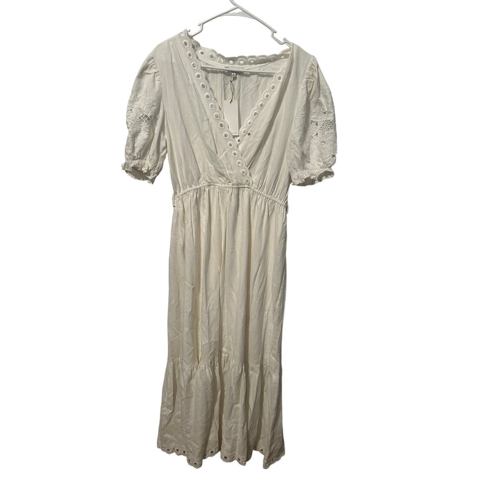 Moon River White Crotchet Lace Dress Large NWT